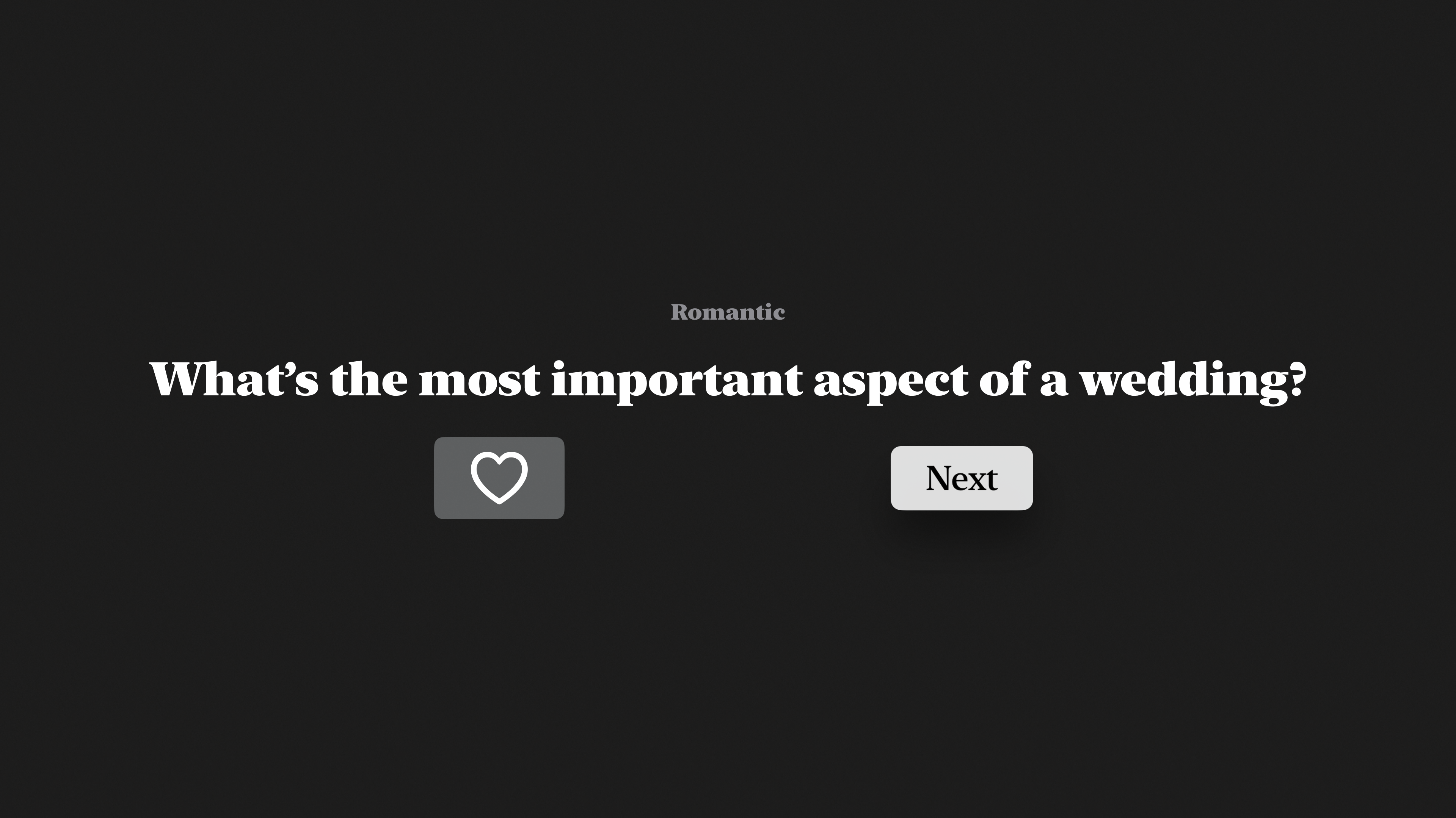"What's the most important aspect of a wedding?" question from the game